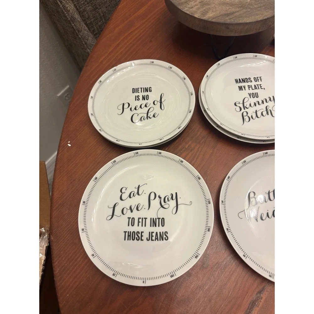 Z‎ Gallerie Weight For Dessert Plate Funny Diet Humor Kitchen Dining - Picture 8 of 9